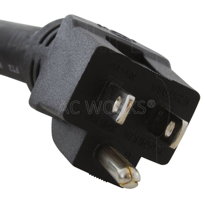 AC WORKS® [SD515520] SOOW 10 Gauge NEMA 5-15P to NEMA 5-20R 15/20A Super Duty Rubber Extension Cord