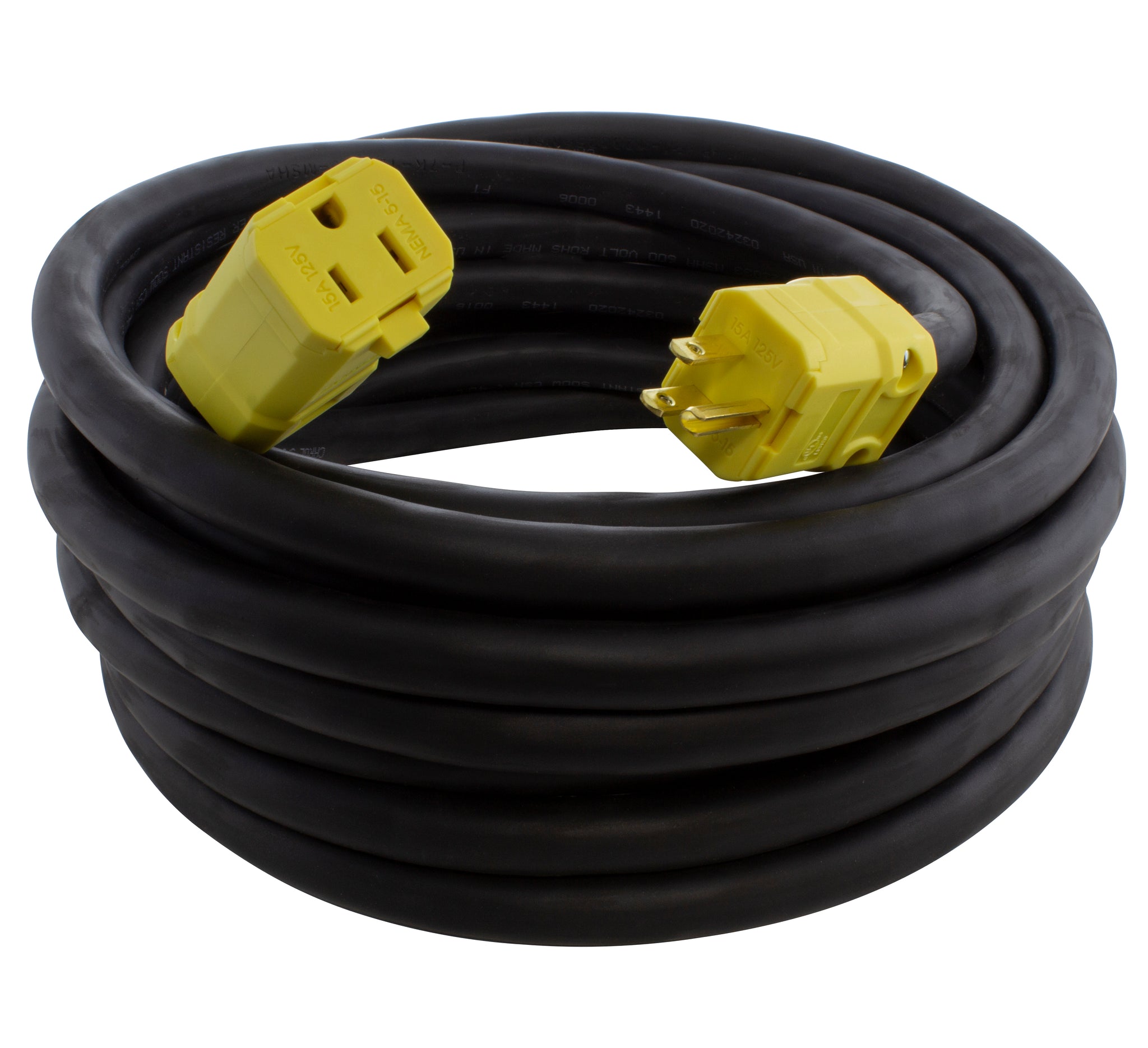AC Works 25 ft. SOOW 10/3 NEMA 5-15 15 Amp 125-Volt Rubber Extension Cord, Black
