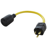 AC WORKS® [S520L520-012] 1FT NEMA 5-20P 20A 125V Plug to Locking 20 Amp L5-20R Female Connector