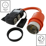 AC WORKS® [SS2CBF520] 1.5FT SS2-50P/ CS6365 Locking Plug to (4) Household Outlets with 20A Breaker