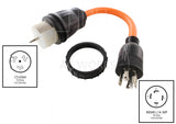 NEMA L14-30P to CS6364, L1430 male plug to CS6364 female connector, 4-prong 30 amp locking plug to California Standard 6364