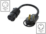 NEMA TT-30P to NEMA l5-30R 30A 125V 3750W adapter cord with handle