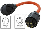 AC WORKS® [WDL1520650-018] 1.5FT 4-Prong 3-Phase 20A 250V L15-20 Plug to NEMA 6-50R Welder Adapter