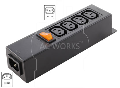 AC Works, IEC C14 to IEC C13 power strip, multiple IEC C13 outlets